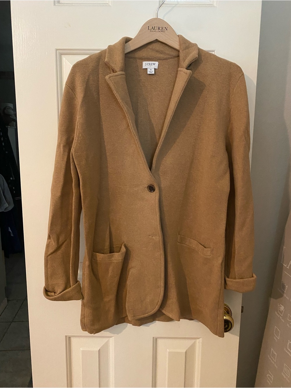 J. Crew Women's Camel-Tan Single-Button sweater Blazer